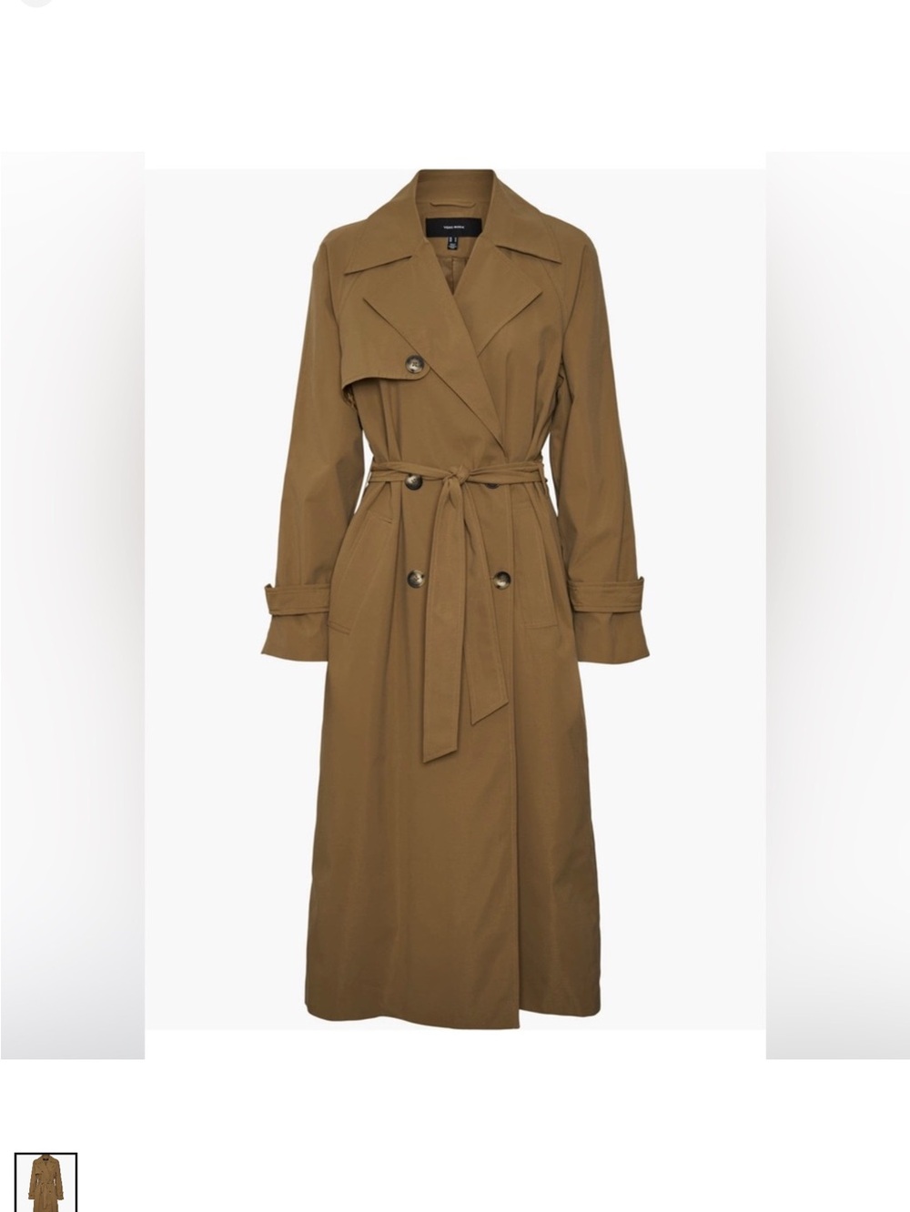 Vero Moda Double-Breasted Trench Coat in Camel Brown